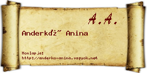 Anderkó Anina névjegykártya